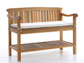 Bancos de jardín de madera marrón miel 152x61x91 cm para exterior con reposabrazos cojín y estante inferior estilo clásico