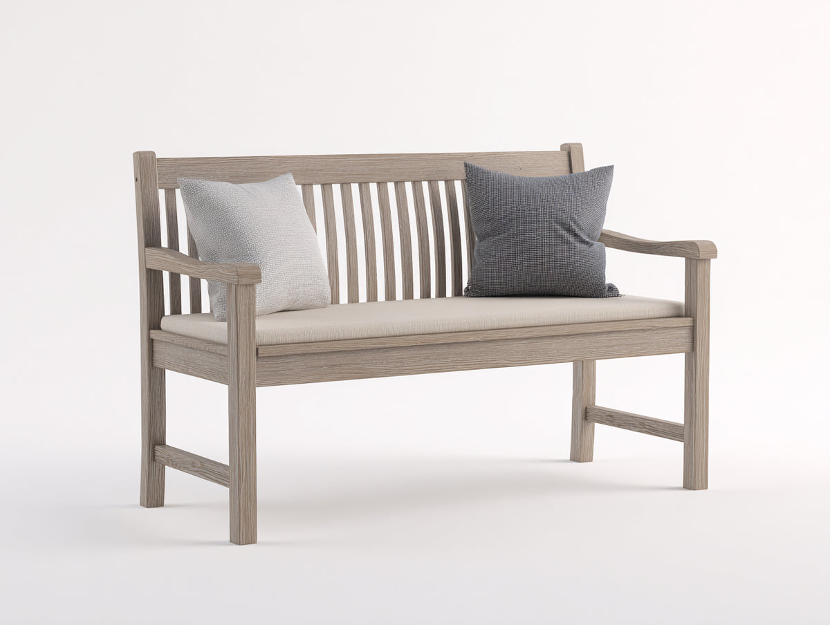 Bancos de jardín de madera 140x60x90 cm - Roble claro-Beige - respaldo de listones con brazos