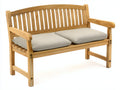 Bancos de jardín de madera 130 x 62 x 90 cm - madera natural y beige - respaldo arqueado con 2 cojines