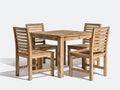 Conjuntos de comedor de jardín de madera marrón natural mesa 120x120x76 cm con 4 sillas estilo rústico