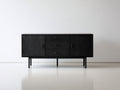 Mueble recibidor de madera procesada 150x40x78 cm - Negro - 2 puertas y 3 cajones