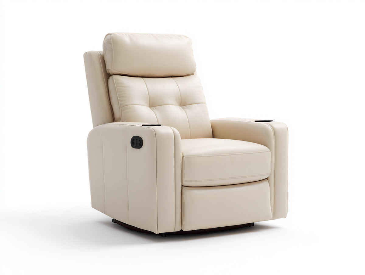 Sillones reclinables tapizados 92x95x106 cm - beige - respaldo acolchado con portavasos para salón