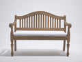 Bancos de jardín de madera 130 x 58 x 95 cm - madera envejecida y blanco - respaldo arqueado con cojín