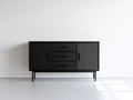 Mueble recibidor de madera y metal 160x40x76 cm - negro - 2 puertas y 3 cajones