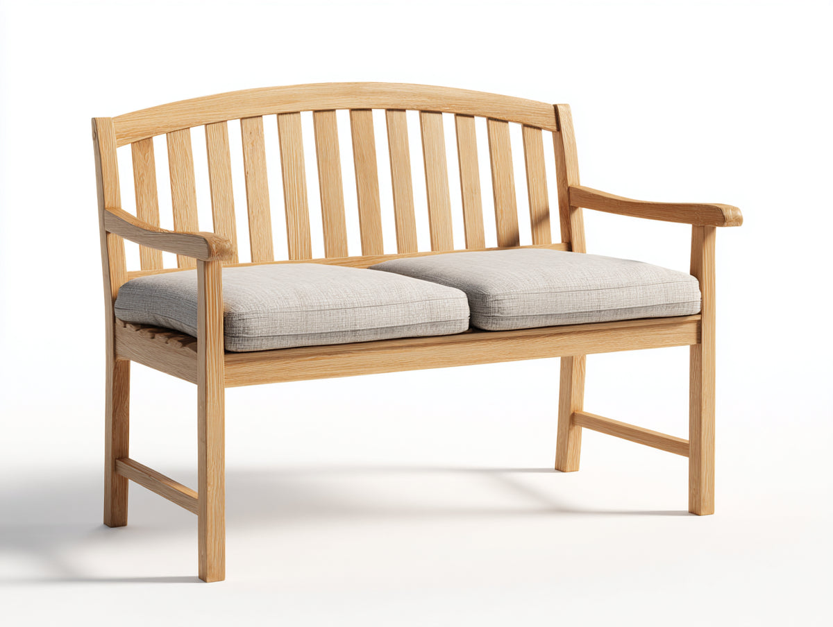 Bancos de jardín de madera 145x58x86 cm - madera natural-gris claro - respaldo curvado con listones para exterior