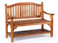 Bancos de jardín de madera 150x58x92 cm - marrón natural - respaldo curvado con estante inferior para exterior