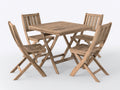 Conjuntos de comedor de jardín de madera 90x90x75 cm - Madera natural - mesa cuadrada con 4 sillas