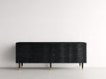 Mueble recibidor de madera de ingeniería negro 190x42x78 cm con 4 puertas y frentes ondulados estilo contemporáneo
