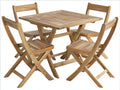 Conjuntos de comedor de jardín de madera 110x110x75 cm - marrón natural - mesa cuadrada y 4 sillas