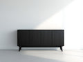 Mueble recibidor de madera procesada 160x40x75 cm - Negro - 4 puertas con veta visible