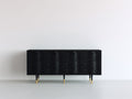 Mueble recibidor de madera 180 x 40 x 75 cm - negro - diseño ondulado con 4 puertas