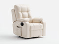 Sillones reclinables tapizados en efecto cuero blanco crema 94x92x106 cm para salón con mecanismo manual y bolsillo lateral estilo moderno